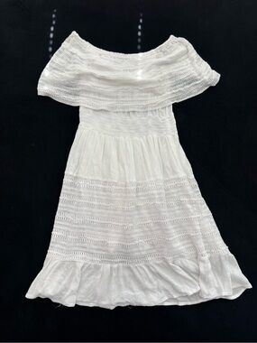 White Strapless Crochet Midi Dress - Timeless Summer Style